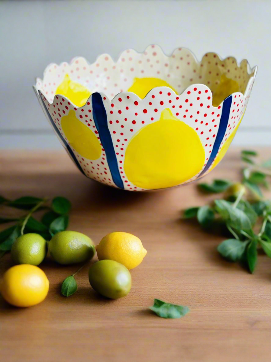 POLKA DOT LEMON BOWL