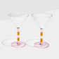 STRIPED MARTINI GLASS (PINK/AMBER)