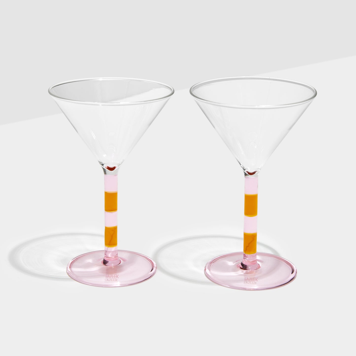 STRIPED MARTINI GLASS (PINK/AMBER)