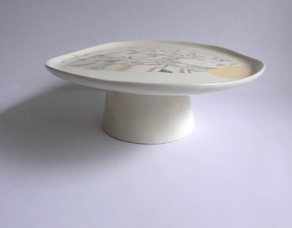 WHITE CLAY CAKE STAND